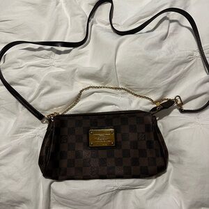 Louis Vuitton Brown Checkered Crossbody Bag with Gold Chain